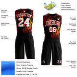Custom Black White Yellow-Red Irregular Fire Flames Round Neck Sublimation Basketball Uniform Jersey