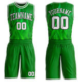 Custom Grass Green White-Black Irregular Fire Flames Round Neck Sublimation Basketball Uniform Jersey