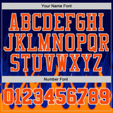Custom Blue Orange-White Irregular Fire Flames Round Neck Sublimation Basketball Uniform Jersey
