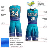 Custom Lakes Blue White Dark Purple-Black Gradient Dot Round Neck Sublimation Basketball Uniform Jersey