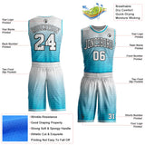 Custom White Lakes Blue-Black Gradient Dot Round Neck Sublimation Basketball Uniform Jersey