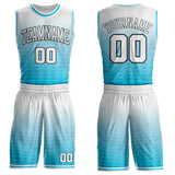 Custom White Lakes Blue-Black Gradient Dot Round Neck Sublimation Basketball Uniform Jersey
