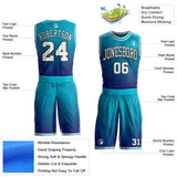 Custom Lakes Blue White Dark Purple-Black Gradient Dot Round Neck Sublimation Basketball Uniform Jersey