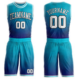 Custom Lakes Blue White Dark Purple-Black Gradient Dot Round Neck Sublimation Basketball Uniform Jersey