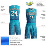 Custom Lakes Blue White Dark Purple-Black Gradient Dot Round Neck Sublimation Basketball Uniform Jersey