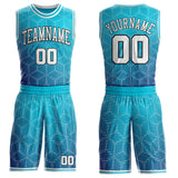 Custom Lakes Blue White Dark Purple-Black Gradient Dot Round Neck Sublimation Basketball Uniform Jersey