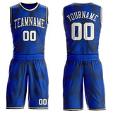 Custom Blue White-Black Gradient Dot Round Neck Sublimation Basketball Uniform Jersey