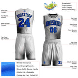 Custom White Thunder Blue-Black Gradient Dot Round Neck Sublimation Basketball Uniform Jersey