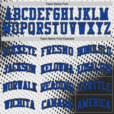 Custom White Thunder Blue-Black Gradient Dot Round Neck Sublimation Basketball Uniform Jersey