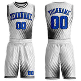 Custom White Thunder Blue-Black Gradient Dot Round Neck Sublimation Basketball Uniform Jersey