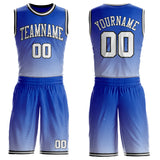 Custom Thunder Blue White-Black Gradient Dot Round Neck Sublimation Basketball Uniform Jersey