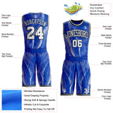 Custom Thunder Blue White-Black Gradient Dot Round Neck Sublimation Basketball Uniform Jersey