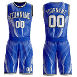 Custom Thunder Blue White-Black Gradient Dot Round Neck Sublimation Basketball Uniform Jersey