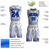 Custom White Thunder Blue-Black Gradient Dot Geometric Round Neck Sublimation Basketball Uniform Jersey