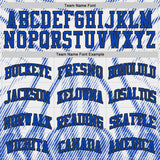 Custom White Thunder Blue-Black Gradient Dot Geometric Round Neck Sublimation Basketball Uniform Jersey