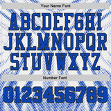 Custom White Thunder Blue-Black Gradient Dot Geometric Round Neck Sublimation Basketball Uniform Jersey