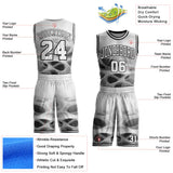 Custom White-Black Gradient Dot Round Neck Sublimation Basketball Uniform Jersey