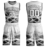 Custom White-Black Gradient Dot Round Neck Sublimation Basketball Uniform Jersey