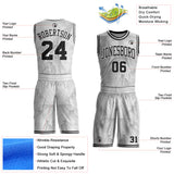 Custom White-Black Gradient Dot Round Neck Sublimation Basketball Uniform Jersey
