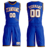 Custom Thunder Blue White Bay Orange-Black Gradient Dot Round Neck Sublimation Basketball Uniform Jersey
