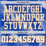 Custom Thunder Blue White Bay Orange-Black Gradient Dot Round Neck Sublimation Basketball Uniform Jersey