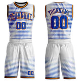 Custom White Thunder Blue Bay Orange-Black Gradient Dot Round Neck Sublimation Basketball Uniform Jersey