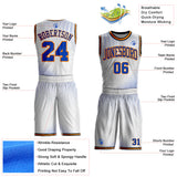 Custom White Thunder Blue Bay Orange-Black Gradient Dot Round Neck Sublimation Basketball Uniform Jersey