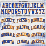 Custom White Thunder Blue Bay Orange-Black Gradient Dot Round Neck Sublimation Basketball Uniform Jersey