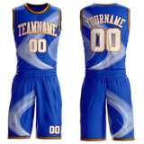 Custom Thunder Blue White Bay Orange-Black Gradient Dot Swirl Round Neck Sublimation Basketball Uniform Jersey
