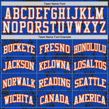 Custom Thunder Blue White Orange Black-Yellow Gradient Dot Round Neck Sublimation Basketball Uniform Jersey