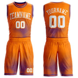 Custom Bay Orange White-Purple Gradient Dot Round Neck Sublimation Basketball Uniform Jersey