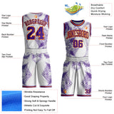 Custom White Purple-Bay Orange Gradient Dot Round Neck Sublimation Basketball Uniform Jersey