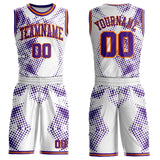 Custom White Purple-Bay Orange Gradient Dot Round Neck Sublimation Basketball Uniform Jersey
