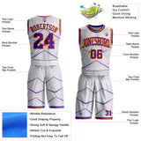 Custom White Purple-Bay Orange Gradient Dot Geometric Round Neck Sublimation Basketball Uniform Jersey