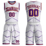 Custom White Purple-Bay Orange Gradient Dot Geometric Round Neck Sublimation Basketball Uniform Jersey