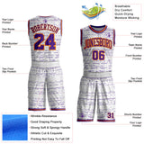 Custom White Purple-Bay Orange Gradient Dot Round Neck Sublimation Basketball Uniform Jersey