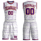 Custom White Purple-Bay Orange Gradient Dot Round Neck Sublimation Basketball Uniform Jersey