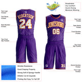 Custom Purple White-Bay Orange Gradient Dot Round Neck Sublimation Basketball Uniform Jersey