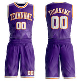 Custom Purple White-Bay Orange Gradient Dot Round Neck Sublimation Basketball Uniform Jersey