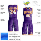 Custom Purple White-Bay Orange Gradient Dot Round Neck Sublimation Basketball Uniform Jersey
