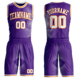 Custom Purple White-Bay Orange Gradient Dot Round Neck Sublimation Basketball Uniform Jersey