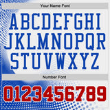 Custom White Red-Thunder Blue Gradient Dot Round Neck Sublimation Basketball Uniform Jersey
