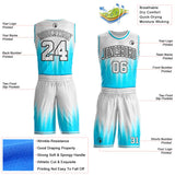 Custom White Lakes Blue-Black Ice Shards Gradient Round Neck Sublimation Basketball Uniform Jersey