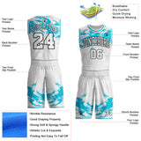 Custom White Lakes Blue-Black Snow Mountain Round Neck Sublimation Basketball Uniform Jersey