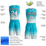 Custom Lakes Blue White-Black Ice Crystal Gradient Round Neck Sublimation Basketball Uniform Jersey