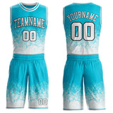 Custom Lakes Blue White-Black Ice Crystal Gradient Round Neck Sublimation Basketball Uniform Jersey