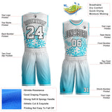 Custom White Lakes Blue-Black Winter Snowflake Gradient Round Neck Sublimation Basketball Uniform Jersey