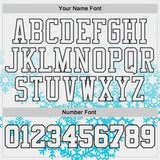Custom White Lakes Blue-Black Winter Snowflake Gradient Round Neck Sublimation Basketball Uniform Jersey