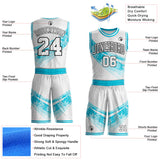 Custom White Lakes Blue-Black Winter Snowflake Gradient Round Neck Sublimation Basketball Uniform Jersey