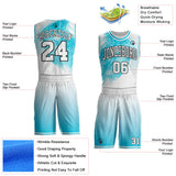 Custom White Lakes Blue-Black Winter Snowflake Gradient Round Neck Sublimation Basketball Uniform Jersey